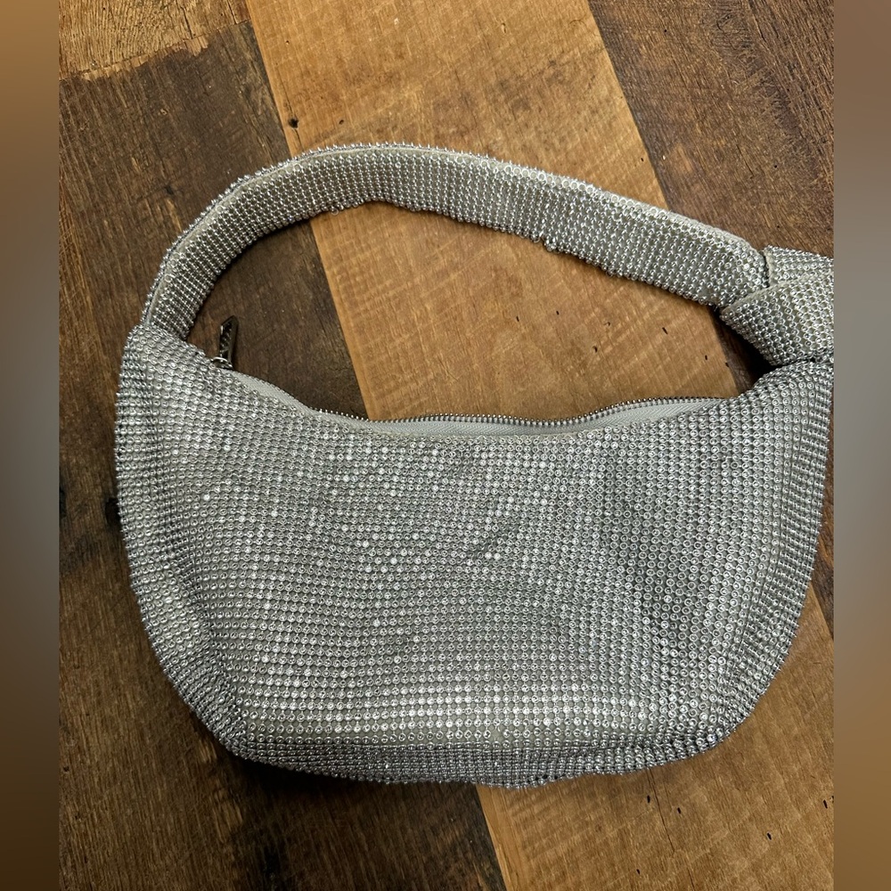 Jessica soft crystal mesh croissant bag